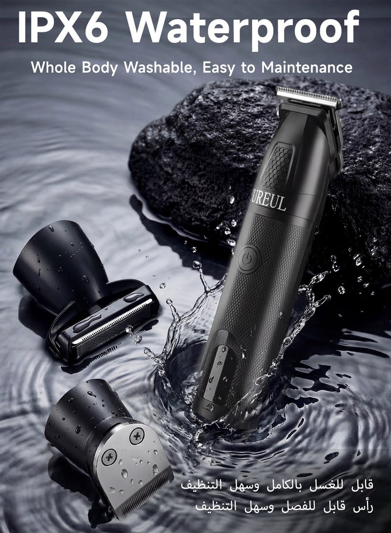 فوريول ماكينة حلاقة شعر كهربائية للرجال من FUREUL، طقم تشذيب لاسلكي 13 في 1 مع شفرة T دقيقة، ماكينة حلاقة للجسم واللحية مقاومة للماء (رطب وجاف)، شاشة LED، تشغيل 120 دقيقة - أسود - Image 5